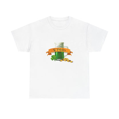 Unisex St. Patrick's Day Tee — 'Happy St. Patrick's' Beer Mug & Gold Coins Design (Limited Edition)