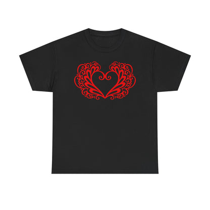Heart Swirl Graphic Tee — Romantic Red Heart Couple T‑Shirt (Unisex Limited Edition)