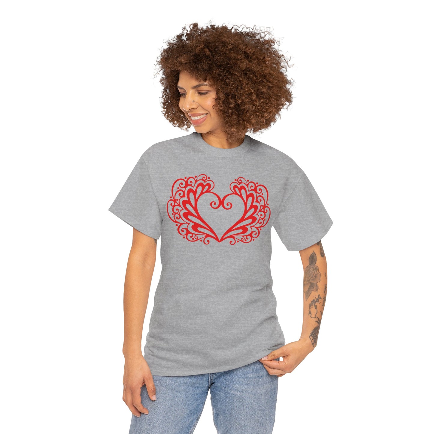 Heart Swirl Graphic Tee — Romantic Red Heart Couple T‑Shirt (Unisex Limited Edition)