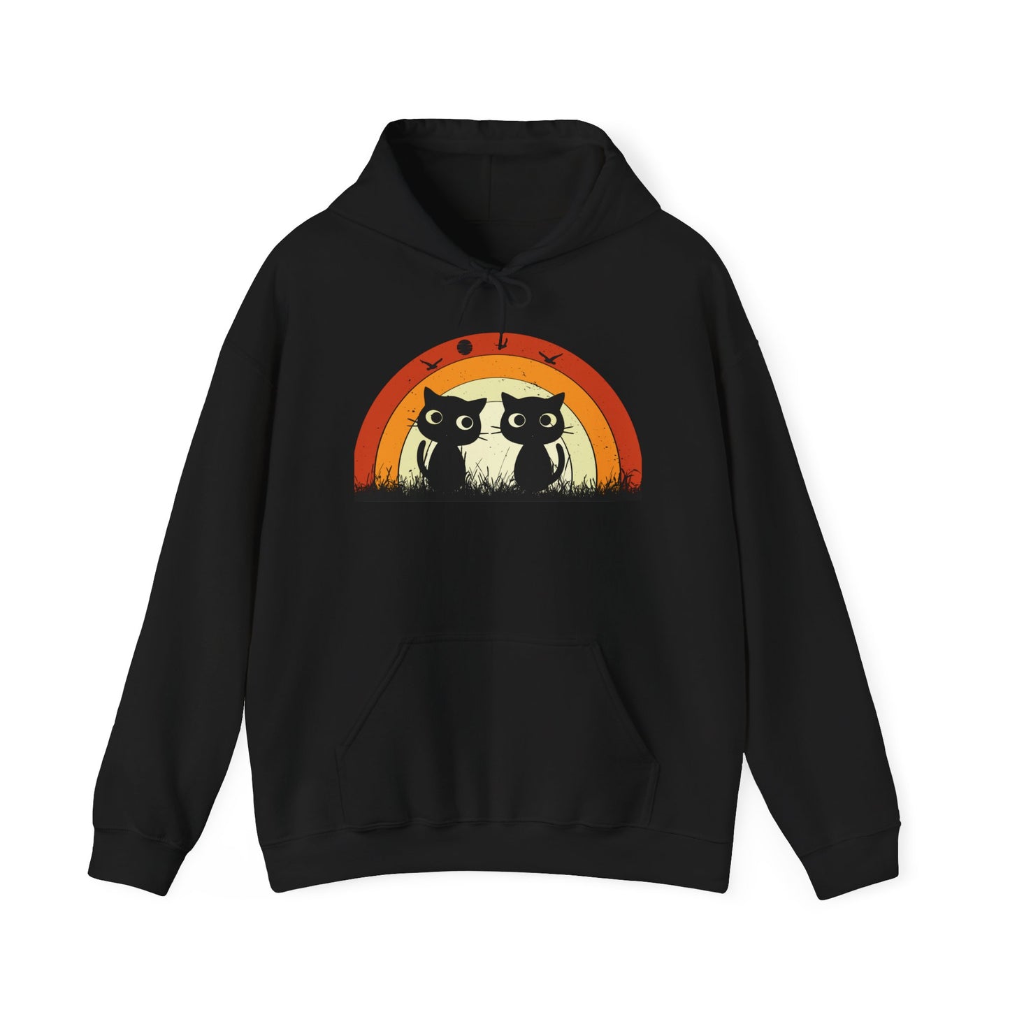 Retro Cat Rainbow Hoodie - Women's Hoodies