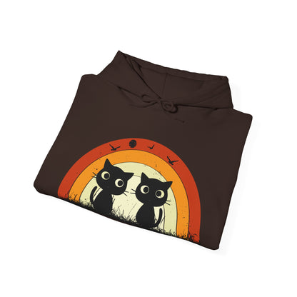 Retro Cat Rainbow Hoodie - Women's Hoodies