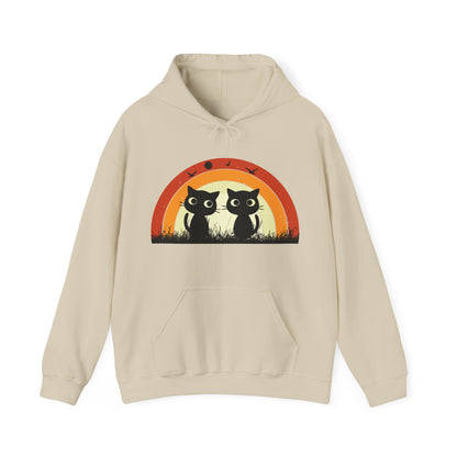 Retro Cat Rainbow Hoodie - Women's Hoodies