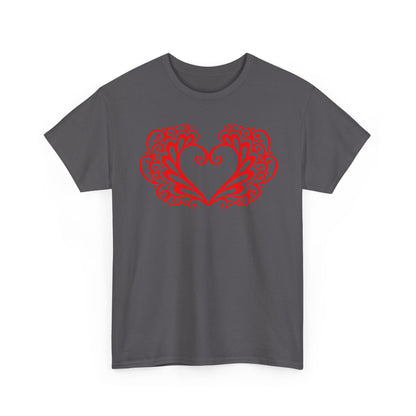 Heart Swirl Graphic Tee — Romantic Red Heart Couple T‑Shirt (Unisex Limited Edition)