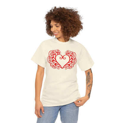 Heart Swirl Graphic Tee — Romantic Red Heart Couple T‑Shirt (Unisex Limited Edition)