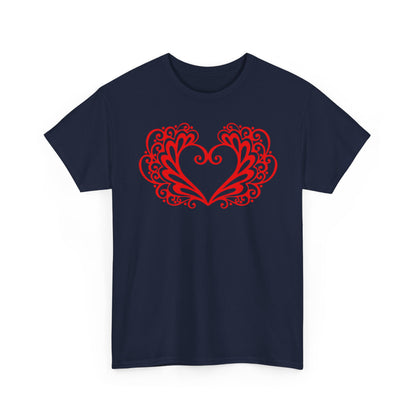 Heart Swirl Graphic Tee — Romantic Red Heart Couple T‑Shirt (Unisex Limited Edition)