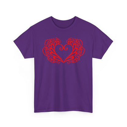 Heart Swirl Graphic Tee — Romantic Red Heart Couple T‑Shirt (Unisex Limited Edition)