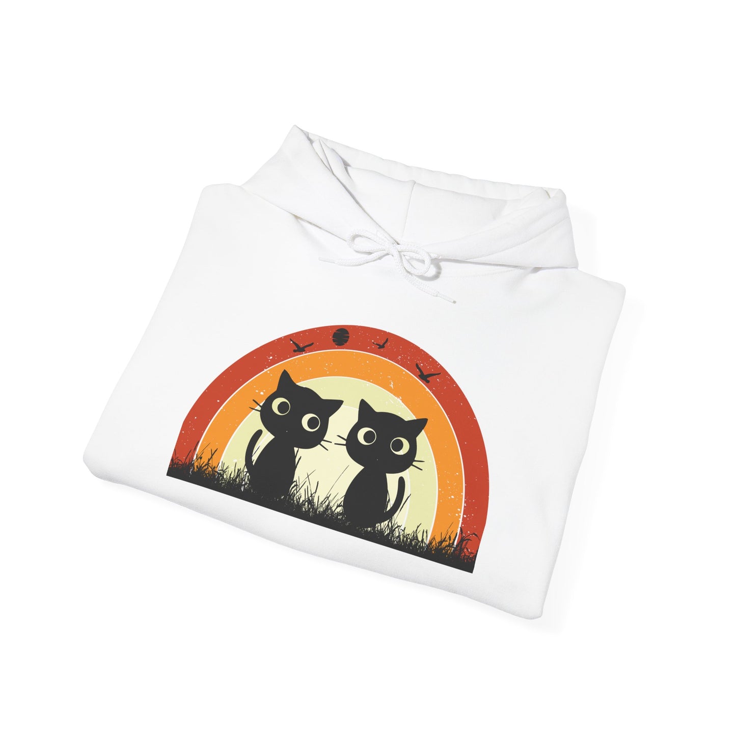 Retro Cat Rainbow Hoodie - Women's Hoodies