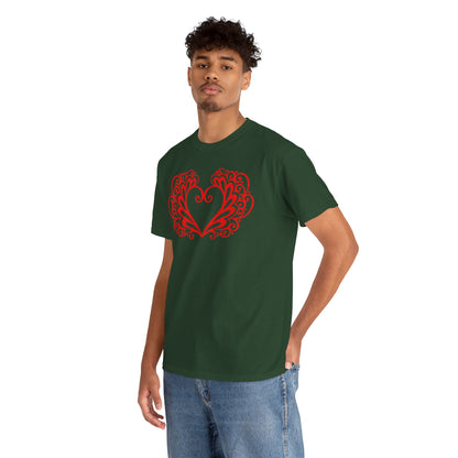 Heart Swirl Graphic Tee — Romantic Red Heart Couple T‑Shirt (Unisex Limited Edition)