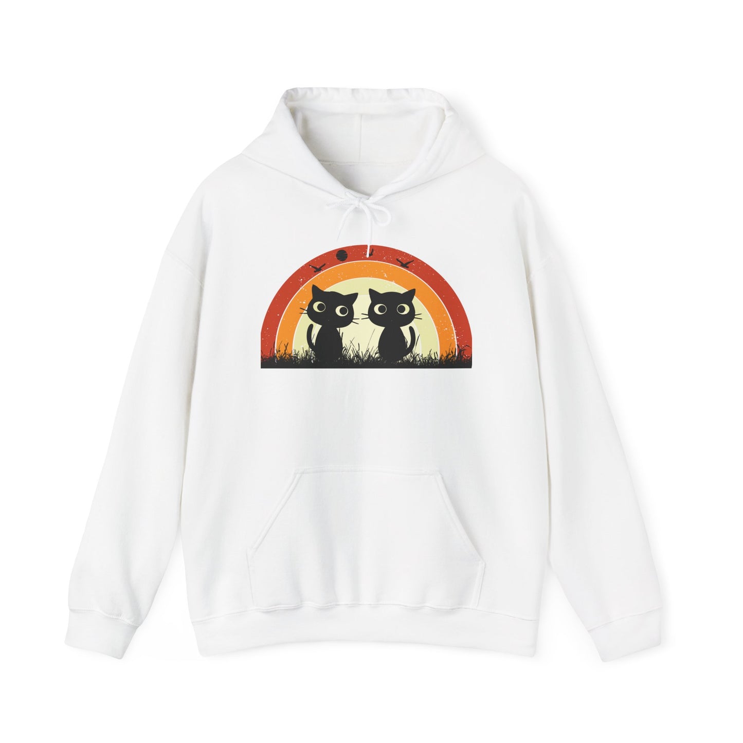 Retro Cat Rainbow Hoodie - Women's Hoodies